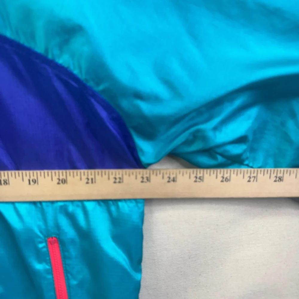 Woolrich Vintage Windbreaker Jacket Mens XL Teal Pink Colorblock 90s Retro Neon